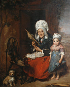 The Grandmother and her spinning wheel. Artist Elizabeth Emma Soyer